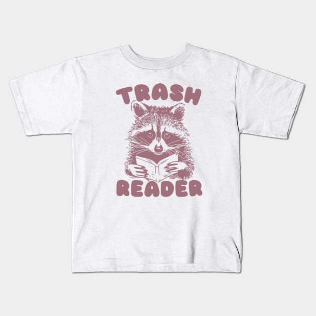 Trash Reader / Bookish Raccoon Shirt / Trash Reader Romance Goblincore Fan / Gift For Book Lover / Funny Trash Panda Kids T-Shirt by Justin green